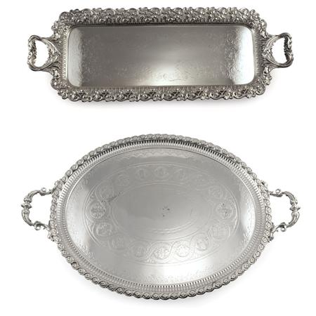 Appraisal: Two Silver Plated English Rococo Style Trays Estimate -