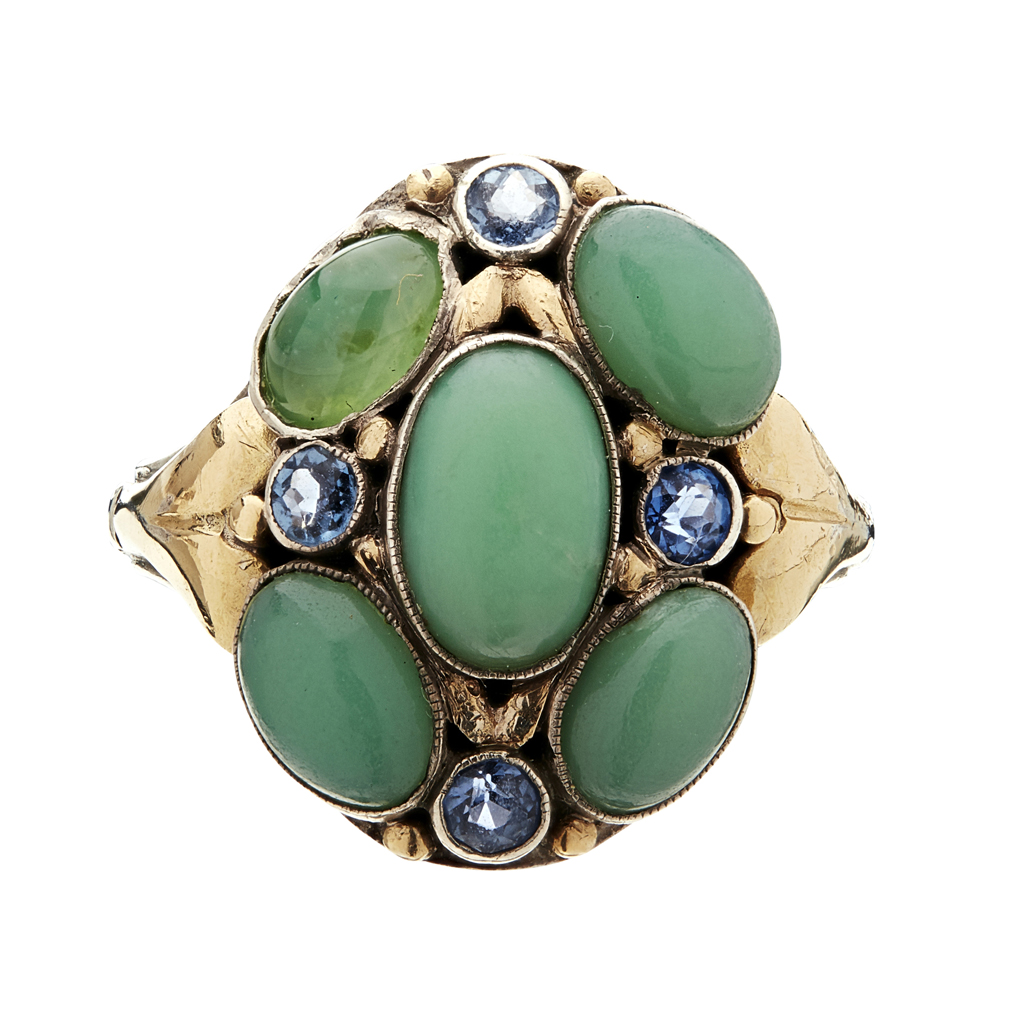 Appraisal: BERNARD INSTONE - GEM SET SILVER AND GILT RING EARLY