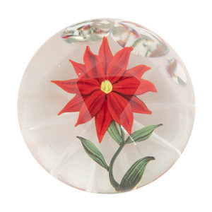 Appraisal: A Paul Stankard Red Poinsettia Glass Paperweight with a faceted