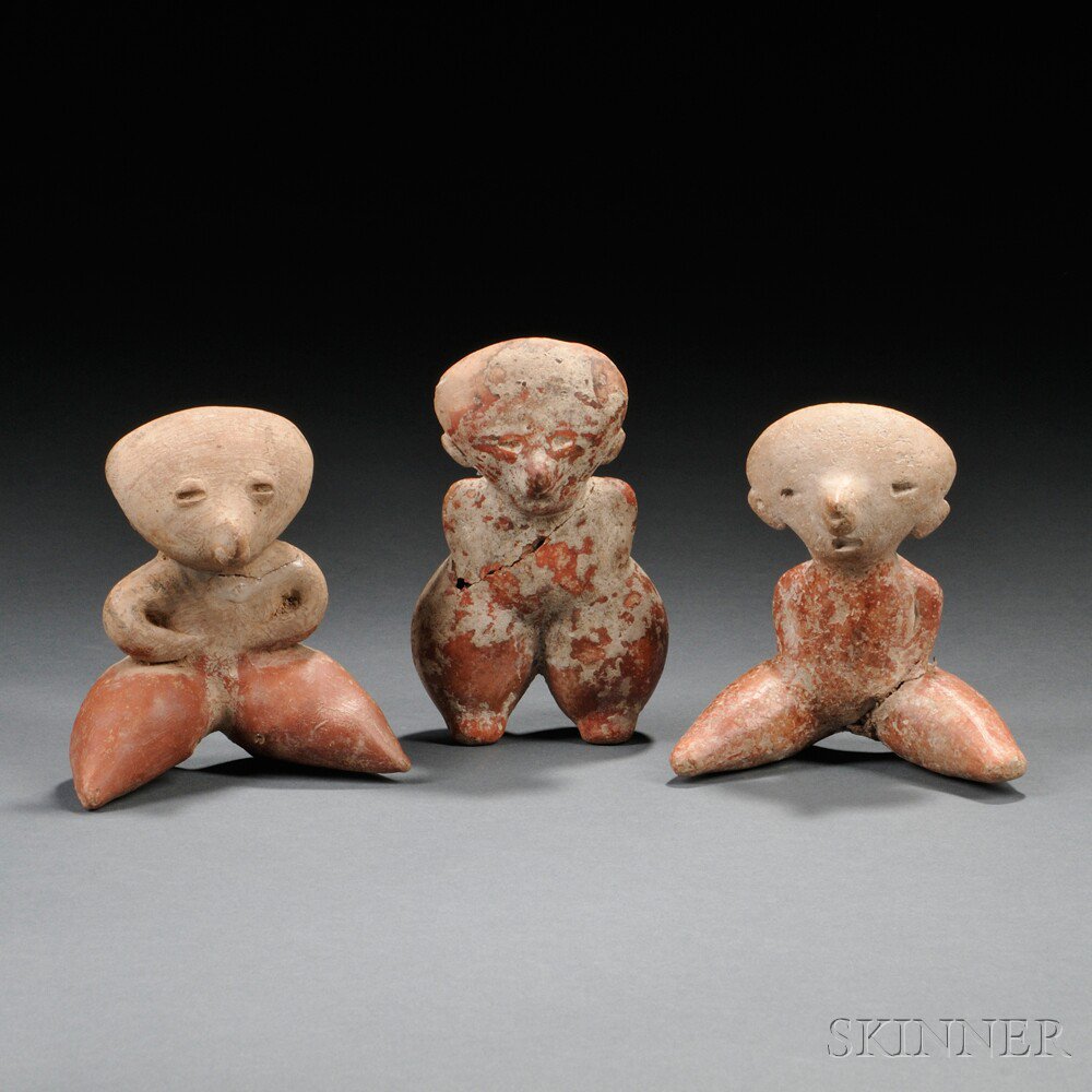 Appraisal: Three Chinesco Female Figures all have repairs ht to in