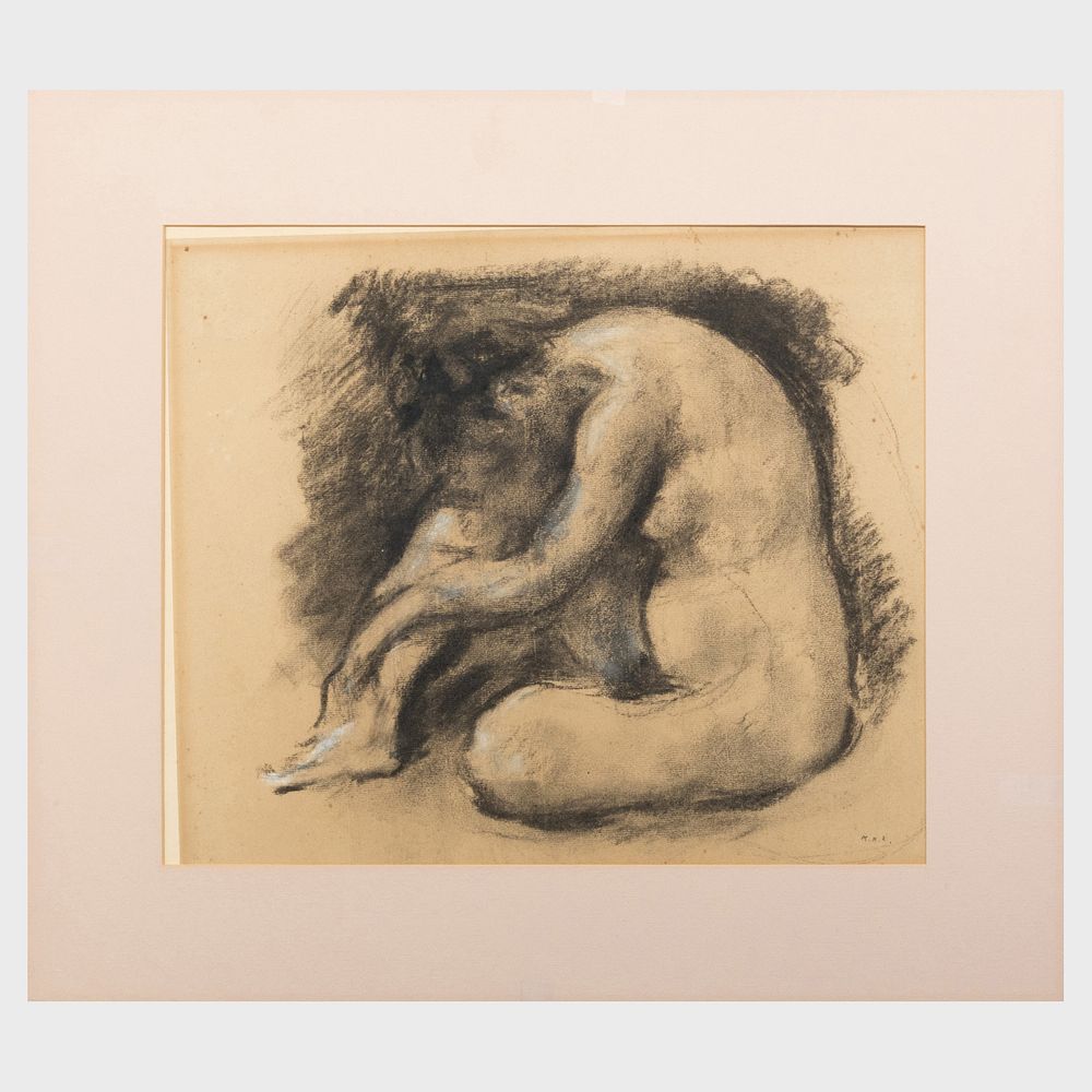 Appraisal: Kier Xavier Roussel - Seated Female Nude Charcoal and chalk