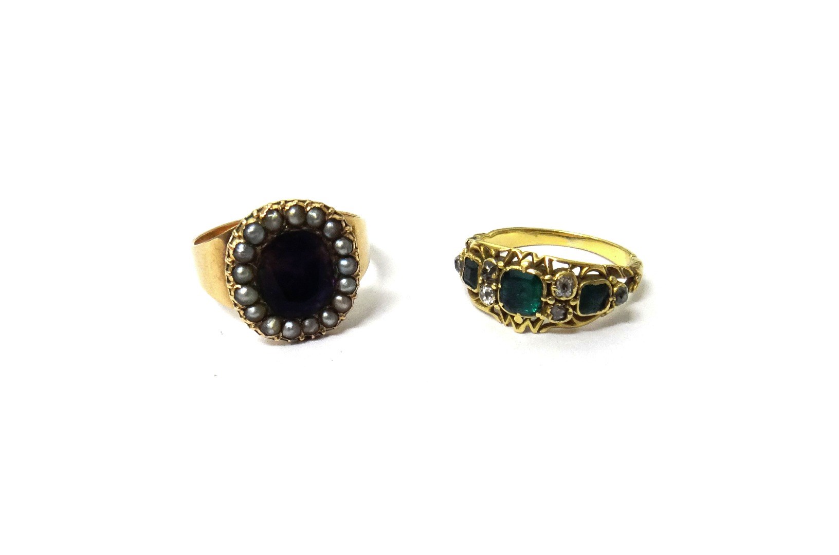 Appraisal: A Victorian gold emerald and diamond set ring mounted with