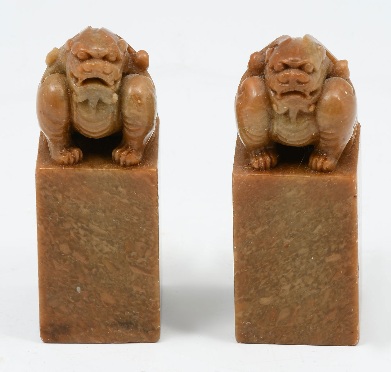 Appraisal: PAIR OF CHINESE CARVED ARCHAIC STYLE SEALS Two carved Chinese