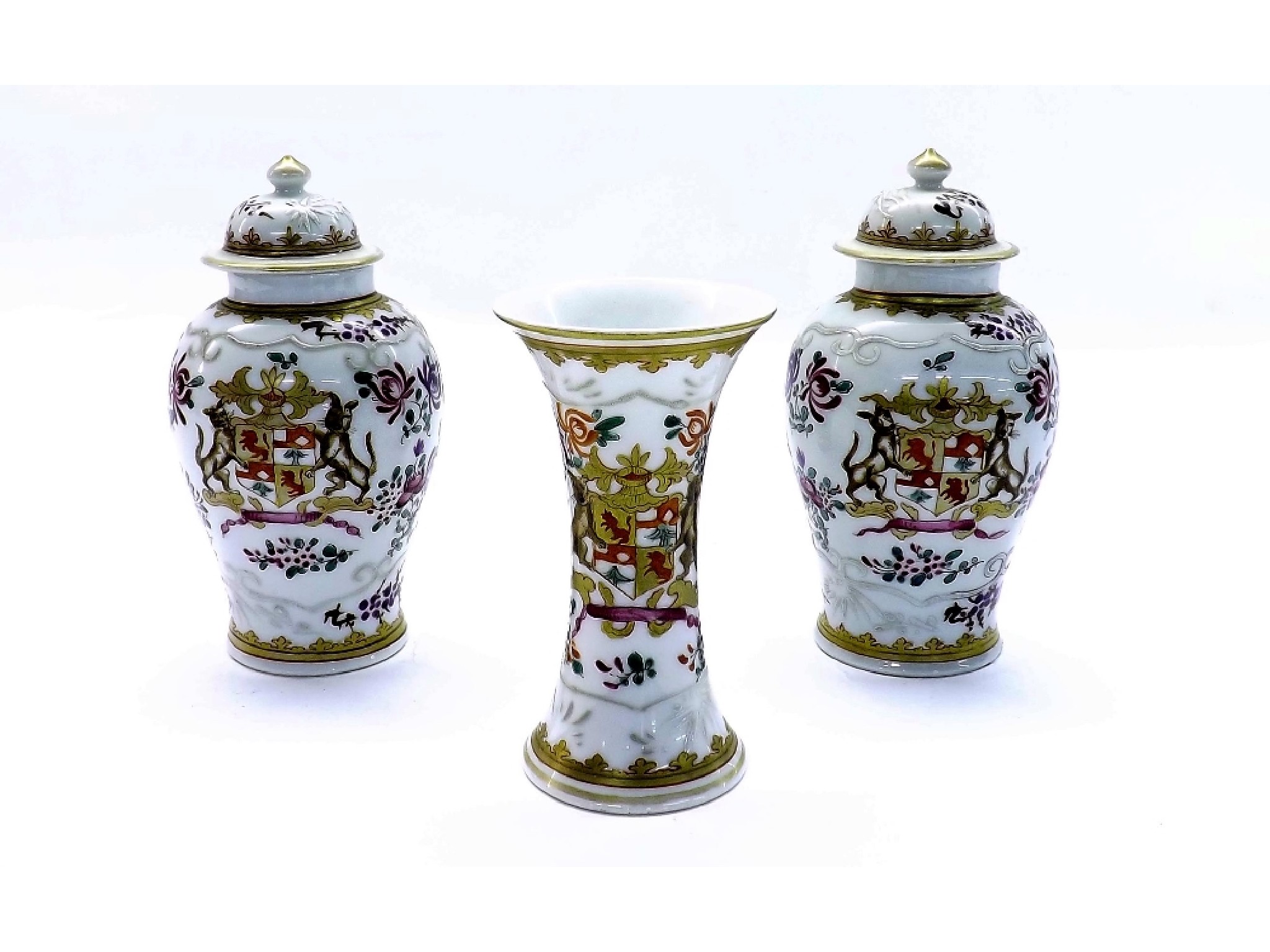 Appraisal: Pair of Samson armorial lidded baluster jars in the Chinese