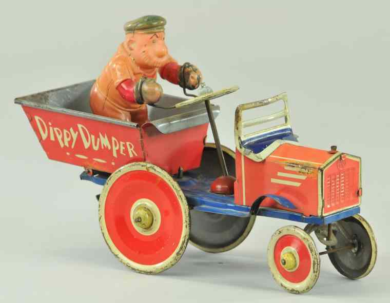 Appraisal: BRUTUS DIPPY DUMPER Marx colorful tin lithographed open dump truck