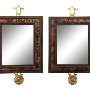 Appraisal: A Pair of American Brass Mounted Faux Tortoiseshell Mirrors Virginia