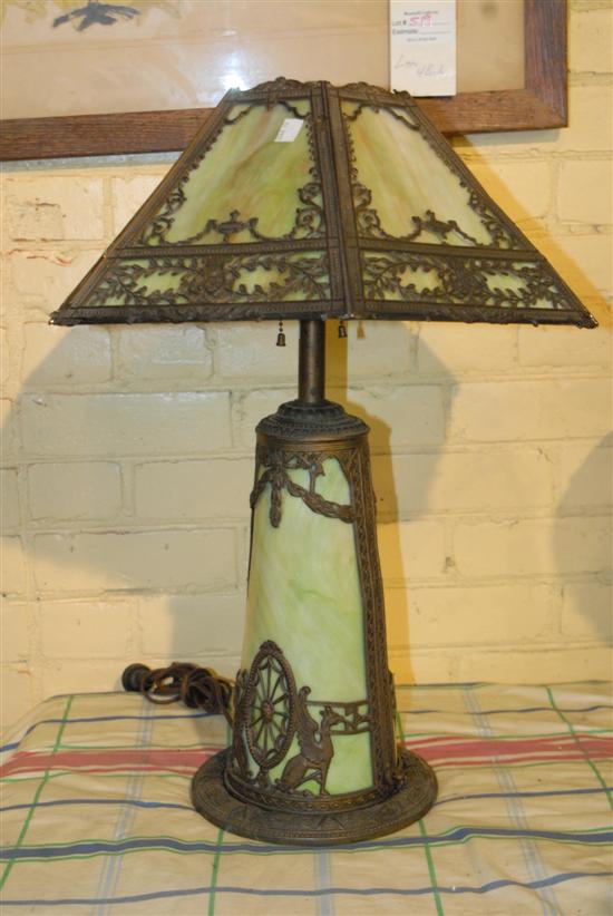 Appraisal: SLAG GLASS LAMP Property from the home of Westport Ct