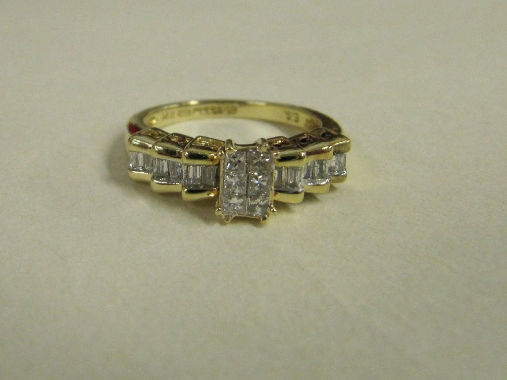 Appraisal: Fourteen carat diamond set dress ring with a central rectangle