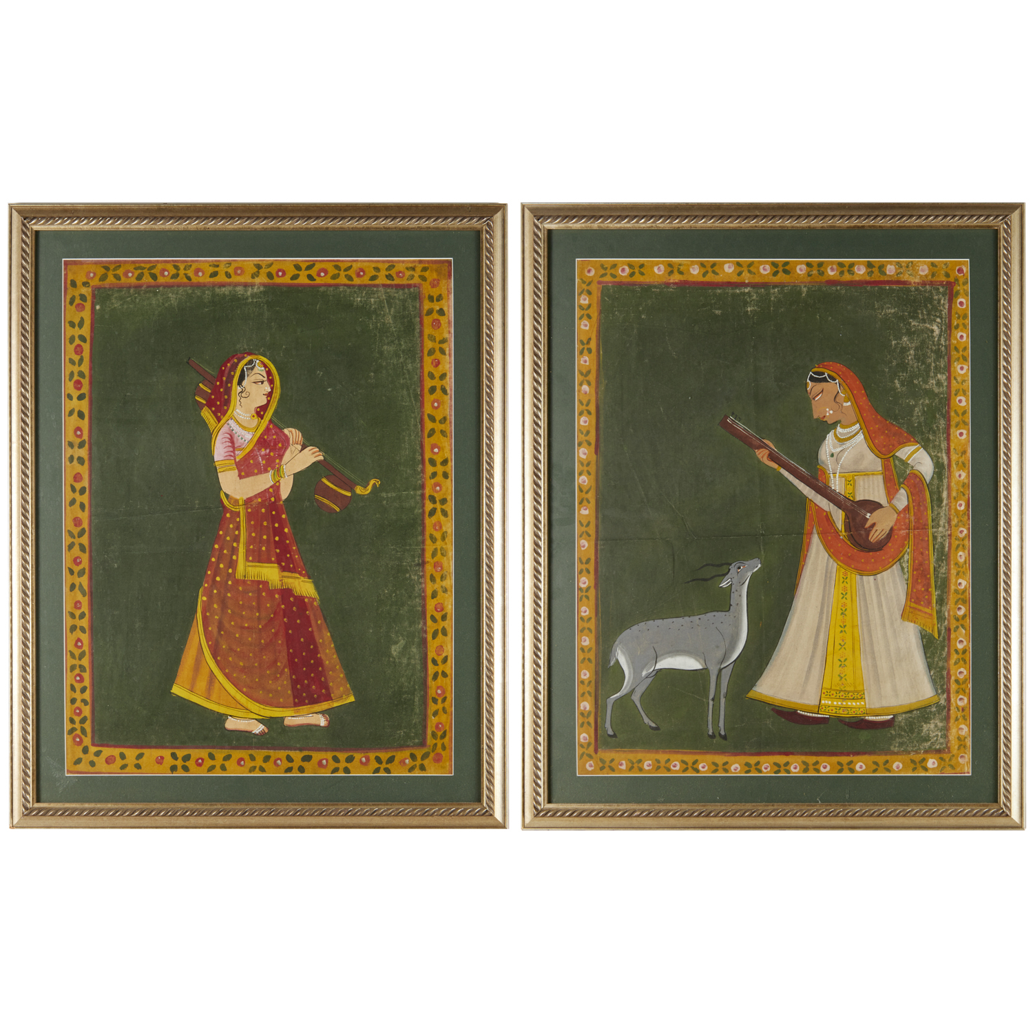 Appraisal: PAIR INDIAN PORTRAITS OIL ON CANVAS th th c depicting