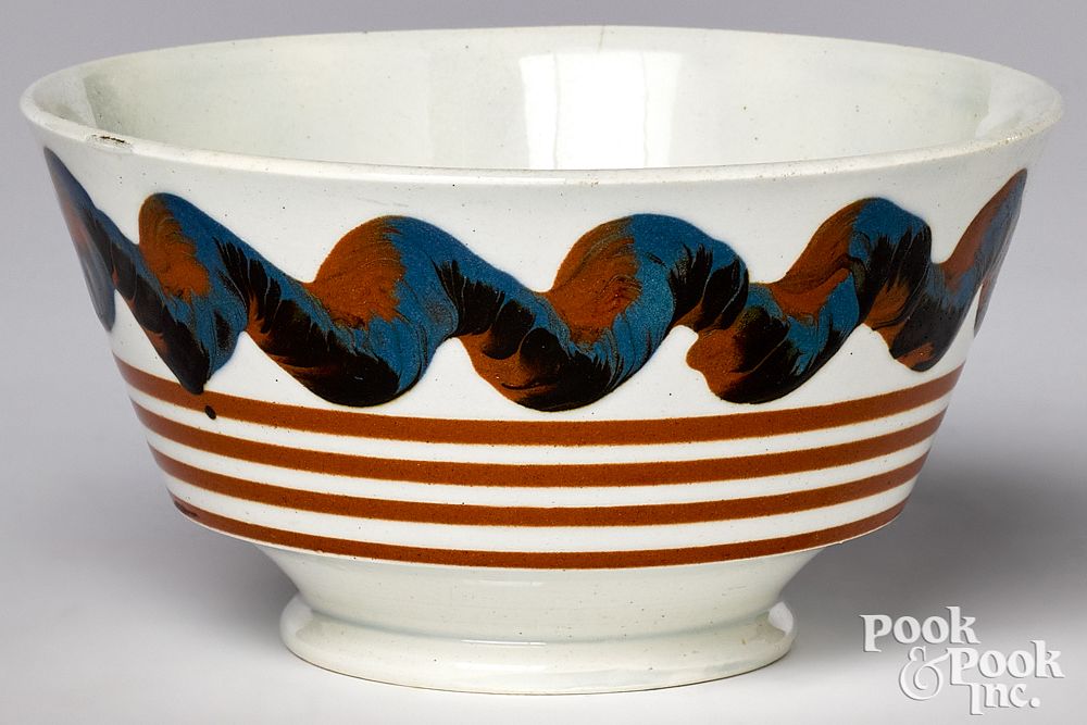 Appraisal: Mocha bowl Mocha bowl with earthworm decoration h dia Provenance