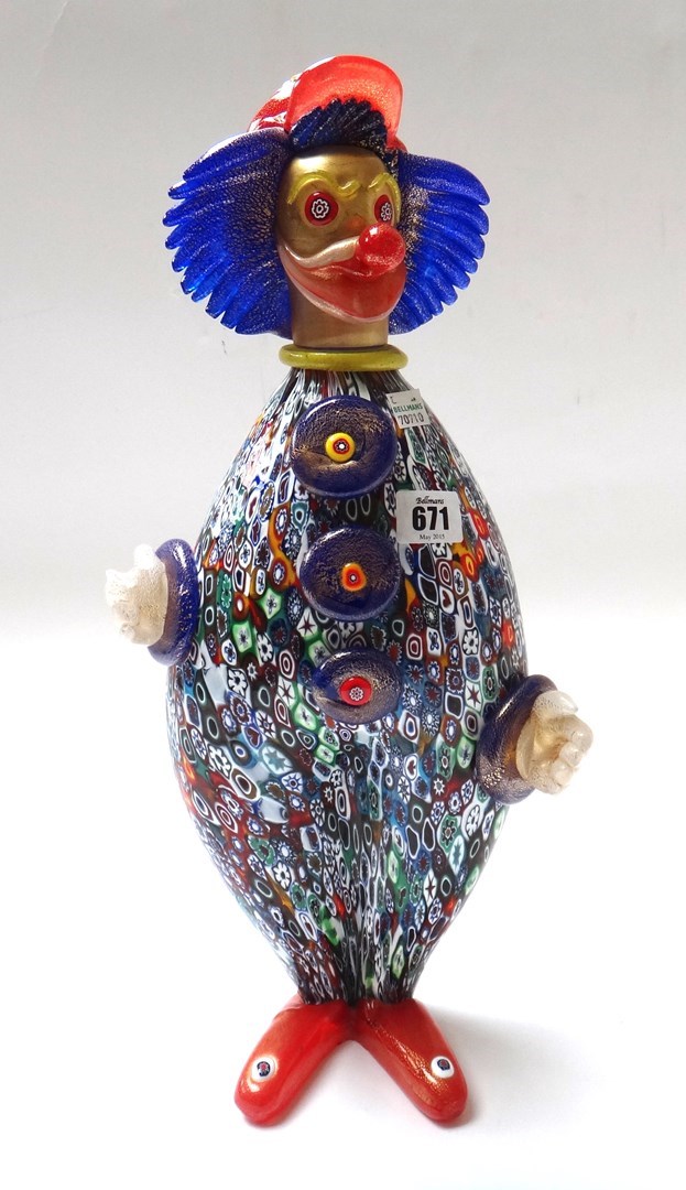 Appraisal: A pair of Murano style glass clowns each modelled standing