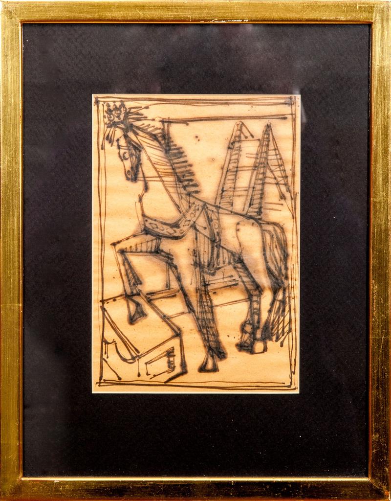 Appraisal: Attributed to Karl Hindenlang - Horse Ink on wove paper