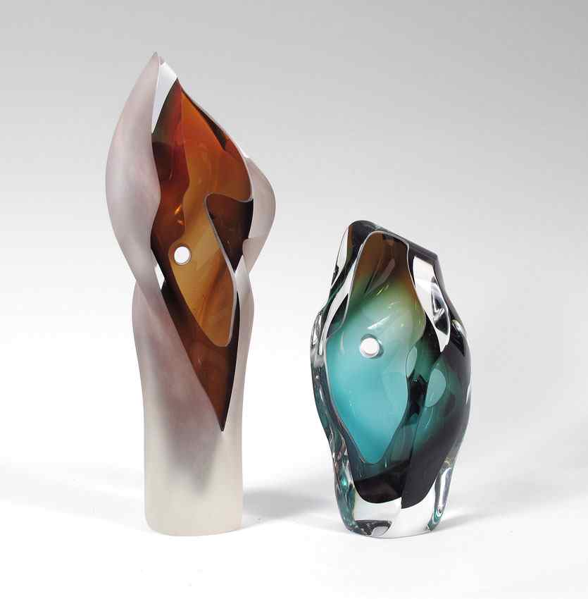 Appraisal: BECKER Joseph W American Two free form blown glass sculptures