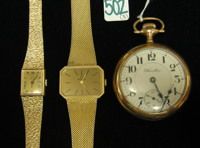 Appraisal: TWO WRIST WATCHES AND A POCKET WATCH man's Omega wristwatch