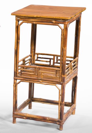 Appraisal: Chinese Bamboo Side Table mid- th century the square top