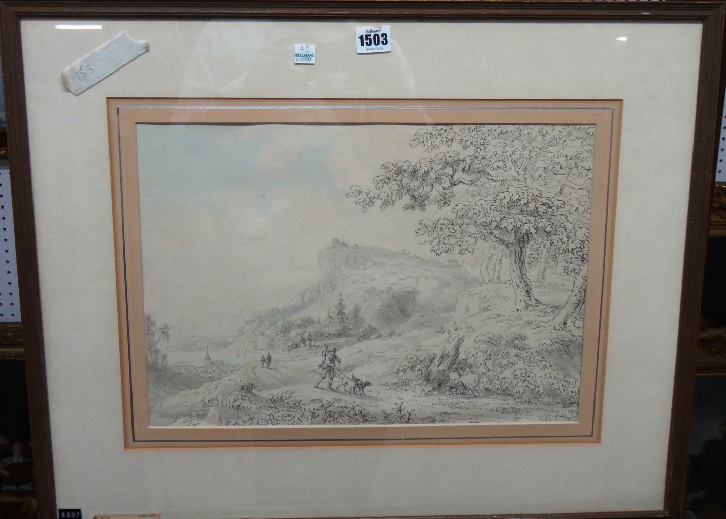 Appraisal: Anthony Devis - Figures in a landscape pen and ink