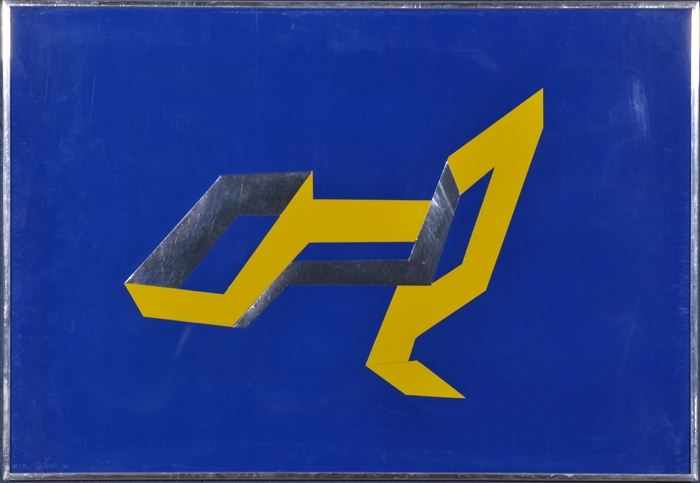 Appraisal: BEVERLY PEPPER b BLUE SILVER AND YELLOW Plastic repeat collage