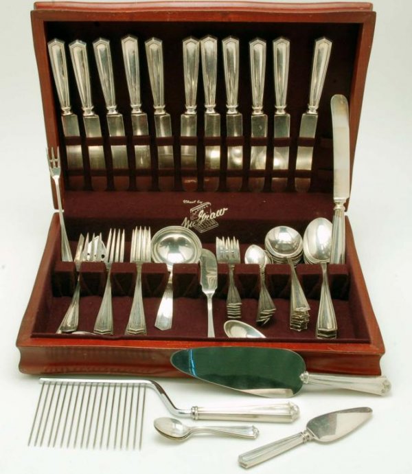 Appraisal: A piece sterling flatware service in the Brandon pattern by