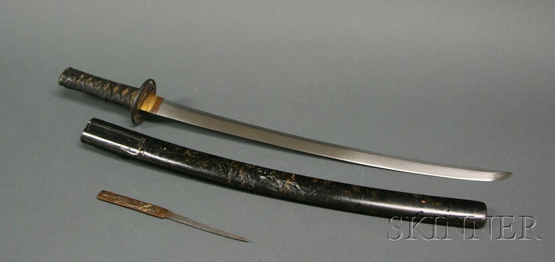 Appraisal: Japanese Sword th century wakizashi in suite mounts decorated with