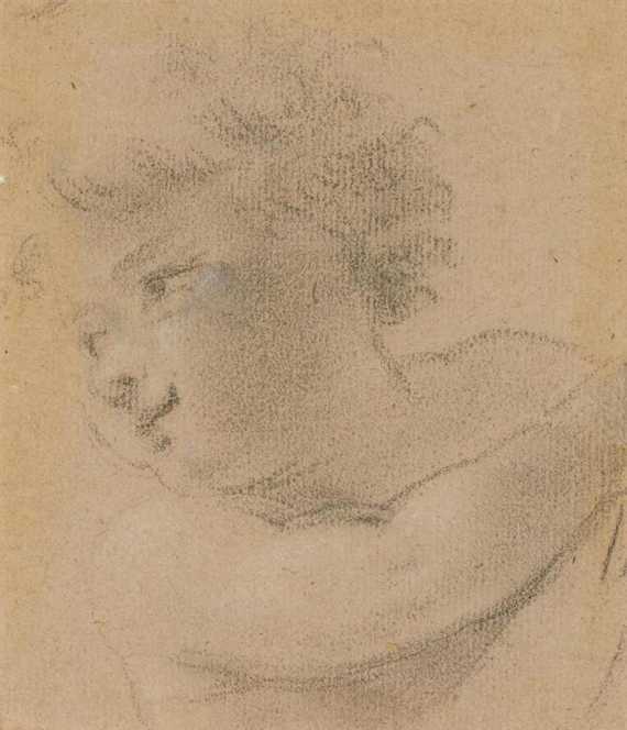 Appraisal: ITALIAN TH CENTURY Head of putto Black chalk traces of