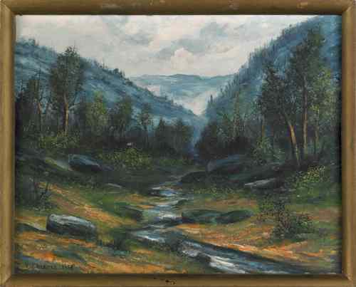 Appraisal: Victor Shearer American - oil on canvas wooded landscape signed