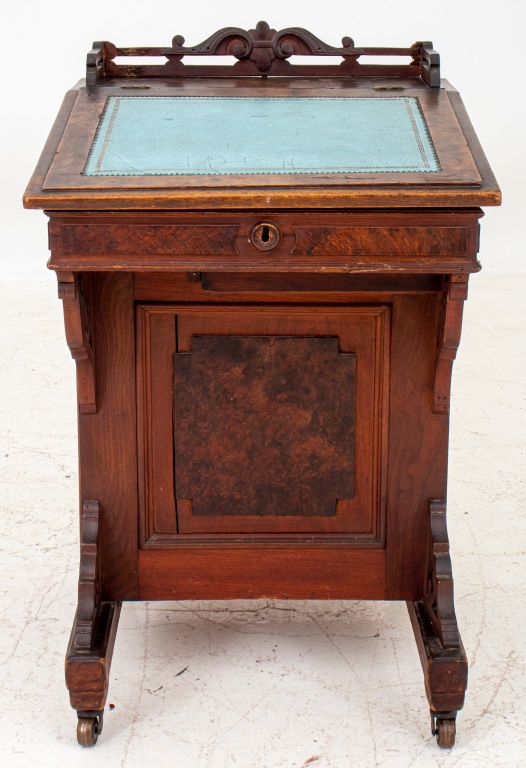 Appraisal: VICTORIAN DAVENPORT DESK Victorian Davenport wood writing board mounted on