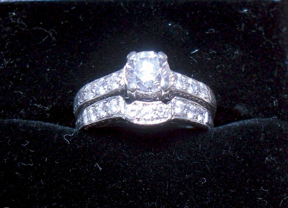 Appraisal: Platinum Wedding Set Both rings marked PLAT and TACORI Engagement