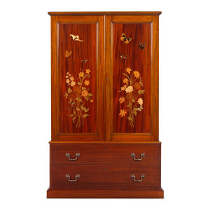 Appraisal: An English Mahogany and Marquetry Butterfly Collector's Cabinet with a