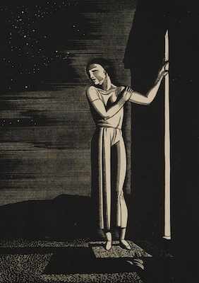 Appraisal: Rockwell Kent American - Starry Night Wood engraving signed in