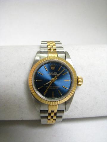 Appraisal: Lady's two-tone stainless and K gold Rolex with blue stick