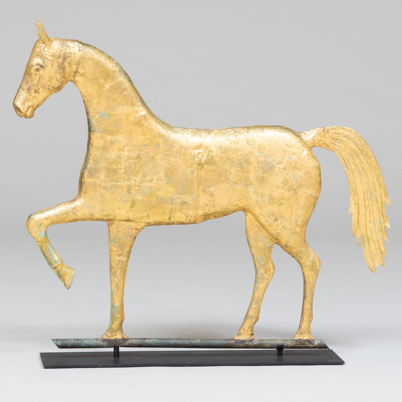 Appraisal: Molded and Gilt Copper Prancing Horse Weathervane A L Jewell