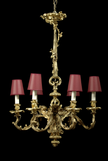 Appraisal: Louis XV-Style Gilt-Brass Six-Light Chandelier third quarter th century the