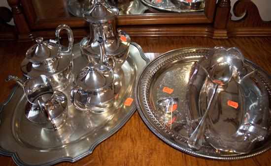 Appraisal: Four-piece silver-plated coffee and tea service with tray and other