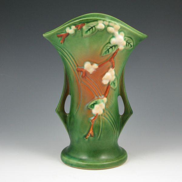 Appraisal: Roseville Snowberry vase in green Marked Roseville USA V -