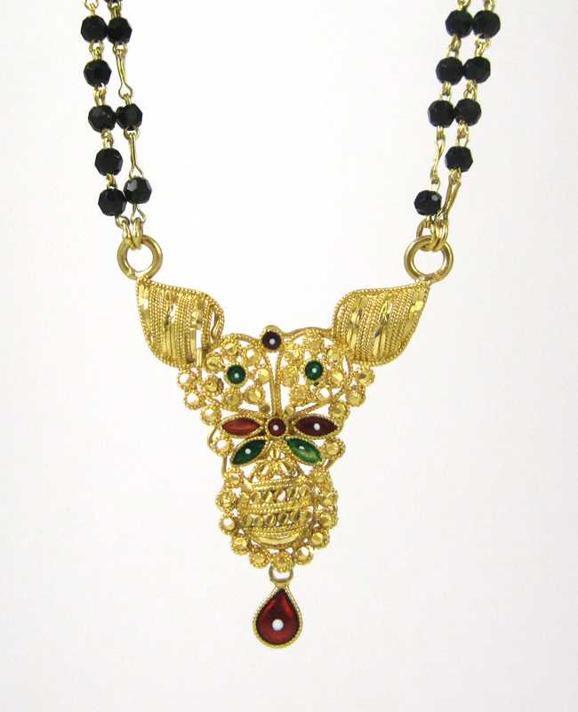 Appraisal: INDIA ENAMEL AND TWENTY-TWO KARAT GOLD NECKLACE measuring inches in