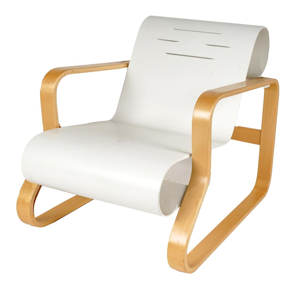 Appraisal: ALVAR AALTO ARTEK PAIMIO ARMCHAIRbent birch and white-painted plywood with