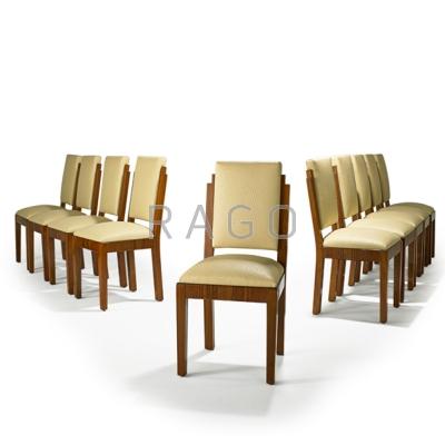 Appraisal: ART DECO Set of ten dining chairs France s Rosewood