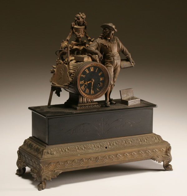 Appraisal: Victorian era figural mantle clock with young artist dashing rake