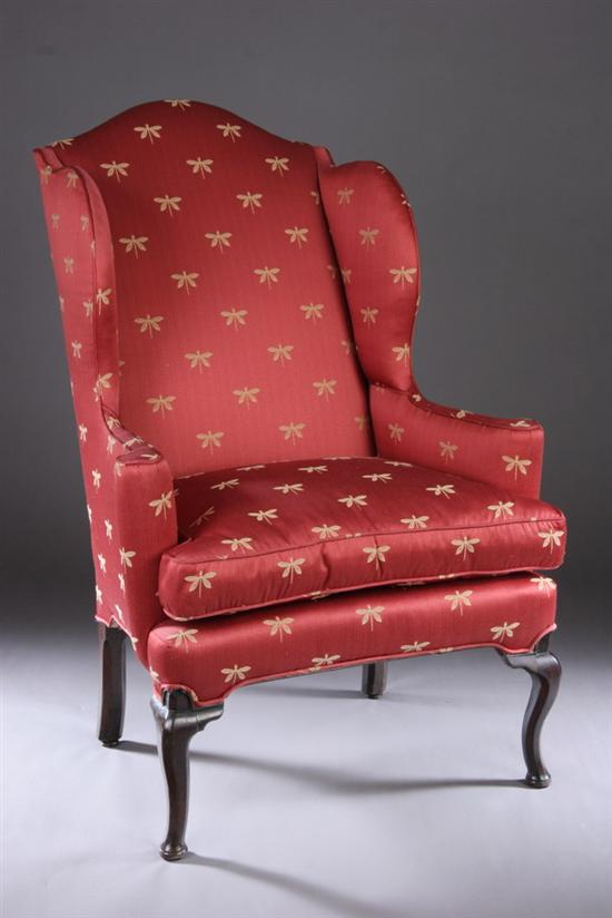 Appraisal: ENGLISH GEORGE I UPHOLSTERED WALNUT EASY CHAIR Early th century