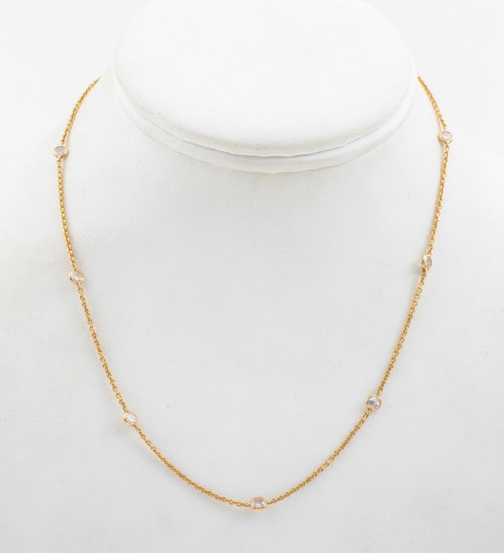 Appraisal: K YELLOW GOLD DIAMOND NECKLACE A brightly polished K yellow