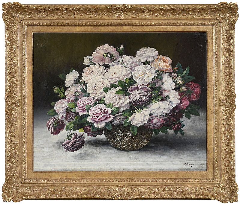 Appraisal: Annie M Snyder Pennsylvania - Roses in a Crystal Vase