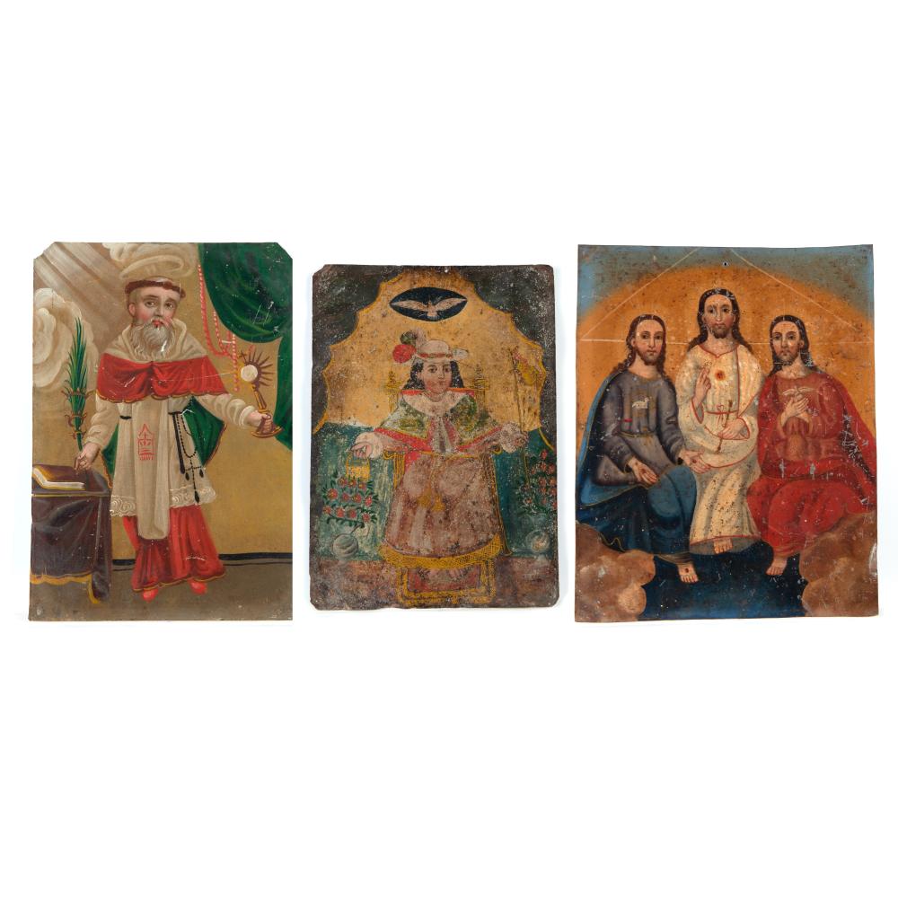 Appraisal: MEXICO GROUP OF THREE TIN RETABLOS TH CENTURYMexico Group of