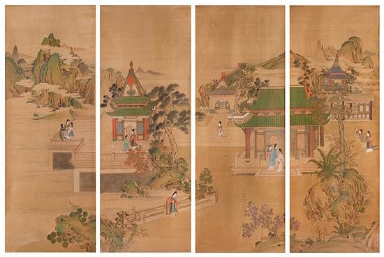 Appraisal: Chang Panshe TH CENTURY Figures in a Landscape Chang Panshe