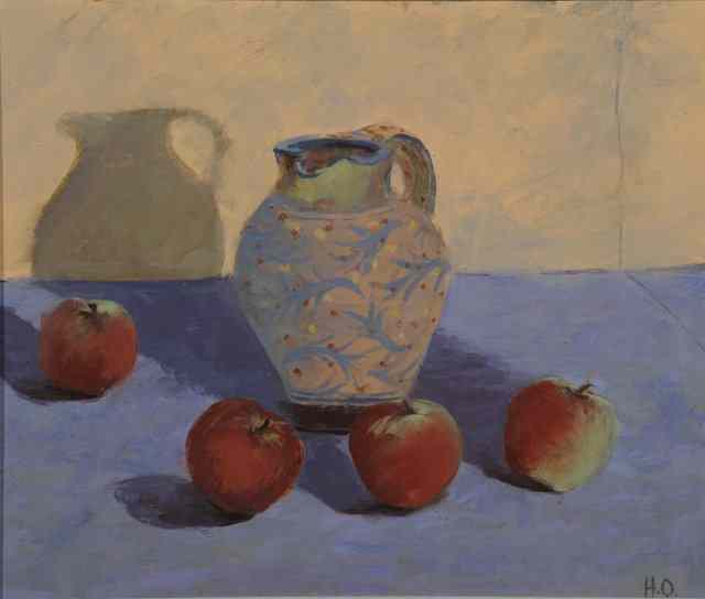 Appraisal: HERMIONE OWEN b Still life jug with apples initials lower