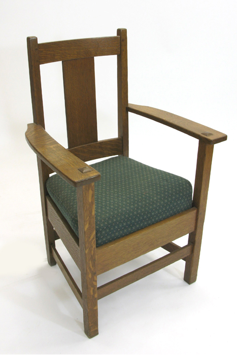 Appraisal: LIMBERT OAK ARMCHAIR Limbert Arts Crafts Furniture Co Grand Rapids