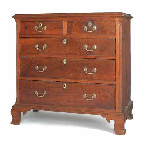 Appraisal: Pennsylvania Chippendale walnut chest of drawers ca h w