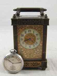 Appraisal: A th century French eight day carriage clock with enamel