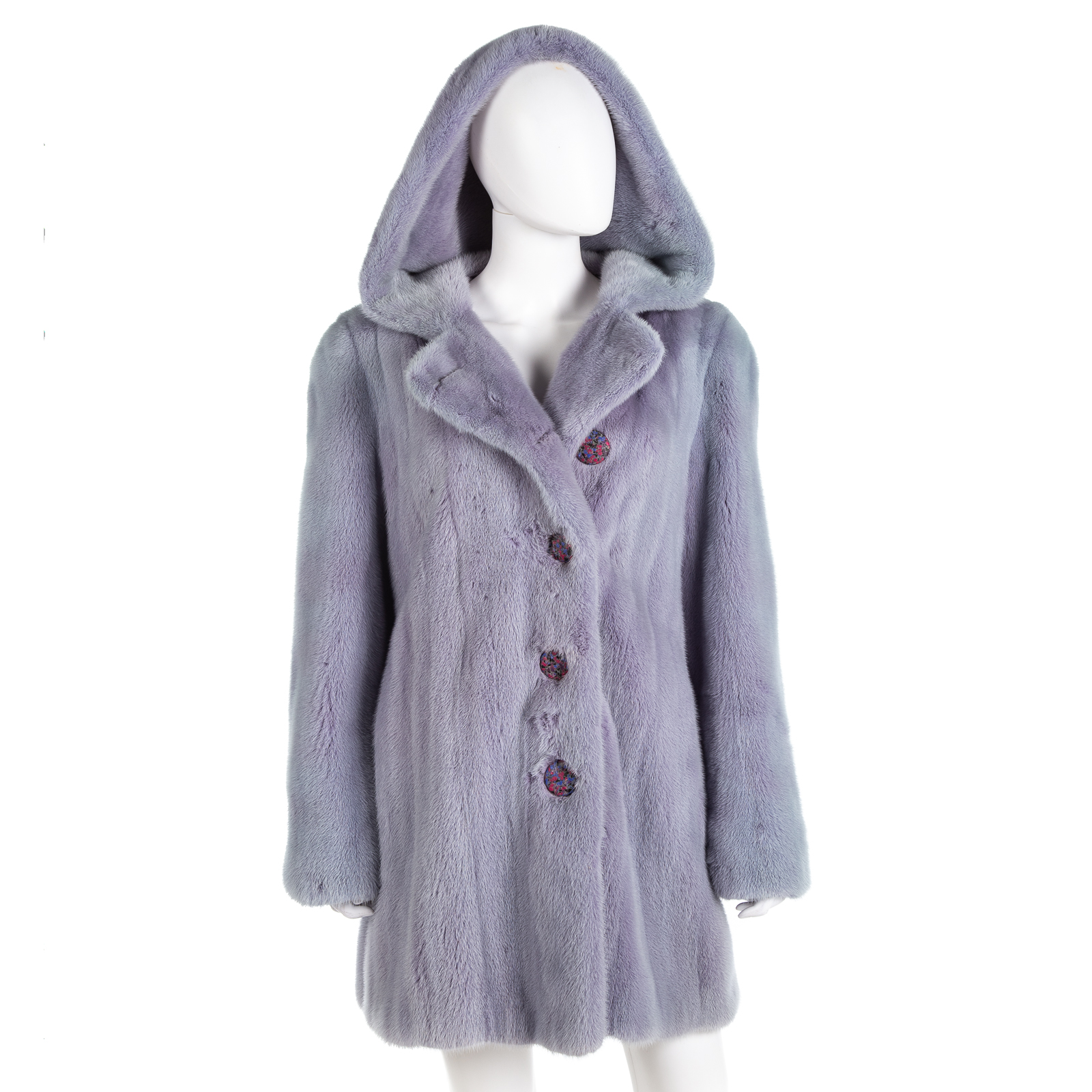 Appraisal: SORBARA FOR NEIMAN MARCUS LAVENDER MINK COAT Knee-length with hood