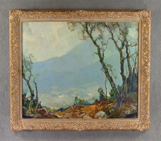 Appraisal: Chauncey F Ryder American - Oil on canvas of craggy