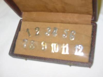 Appraisal: A SET OF TWELVE PLACE NUMBERS of clip-on form stamped